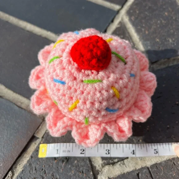 Hand Crocheted Emotional Support Pink Cupcake Plushie! - Picture 8 of 9